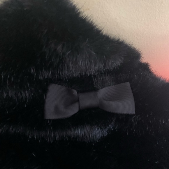Kate Spade black fur jacket:  bow peplum-medium - Picture 5 of 14